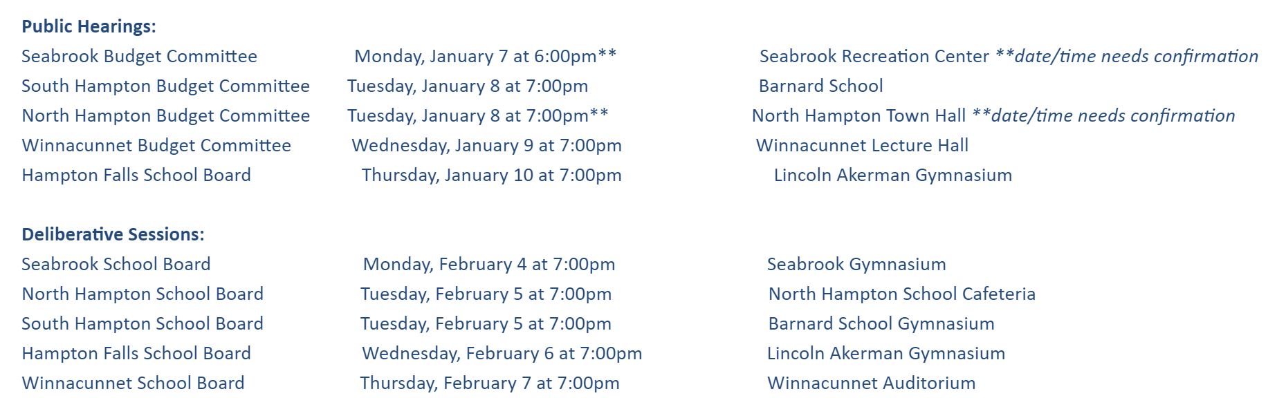 public hearing on budget and ta